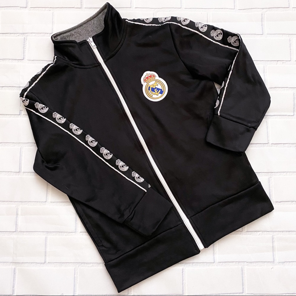 Real Madrid Official Zip Up Black Logo Jacket